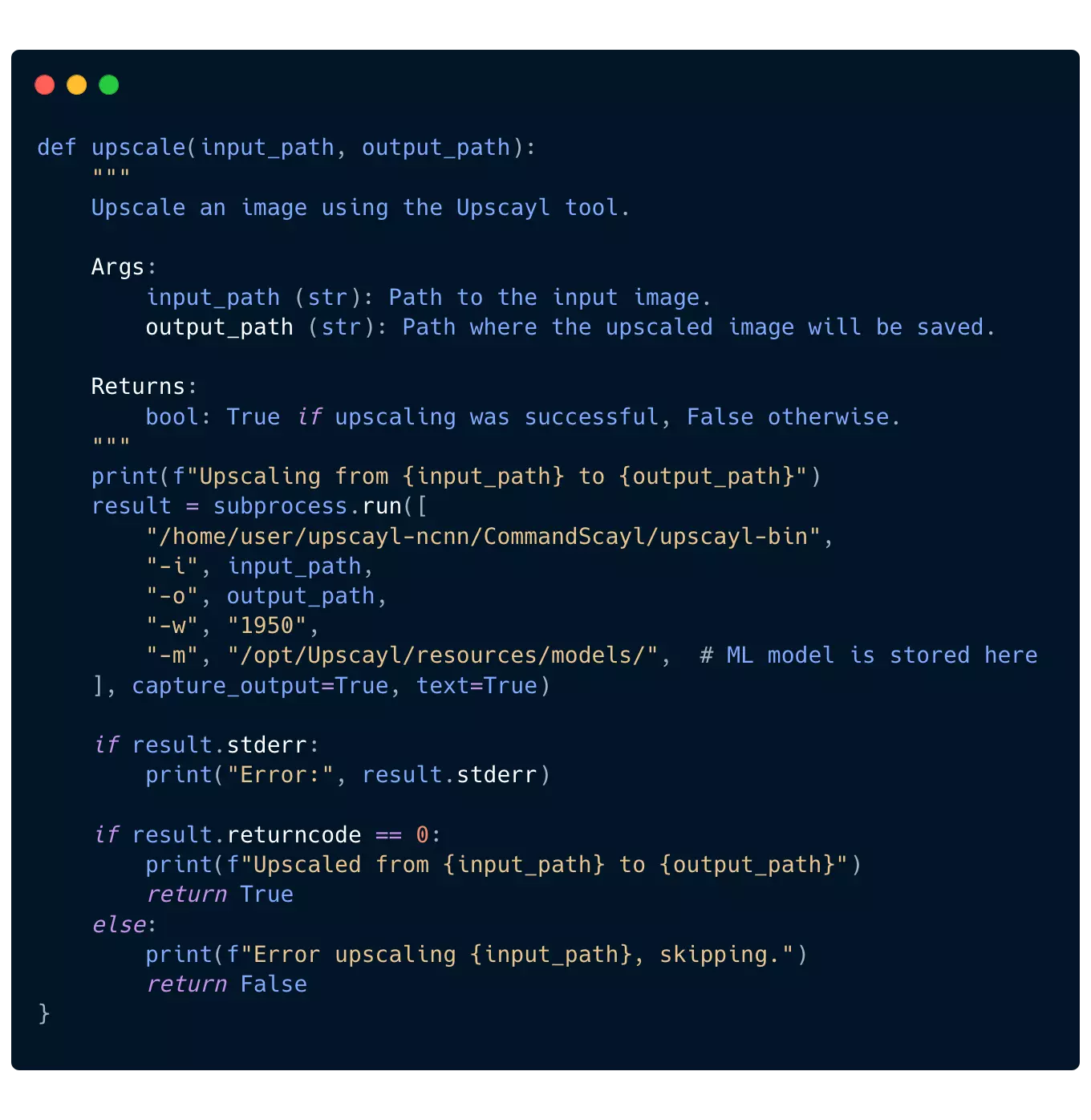 Core section of the Upscaling Python pipeline.