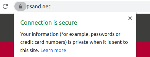 HTTPS-enabled website with a padlock in the address bar and a message that reads 'Connection is secure'
