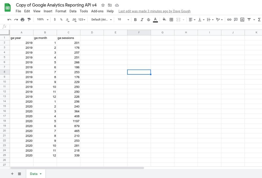 Data sheet successfully populated