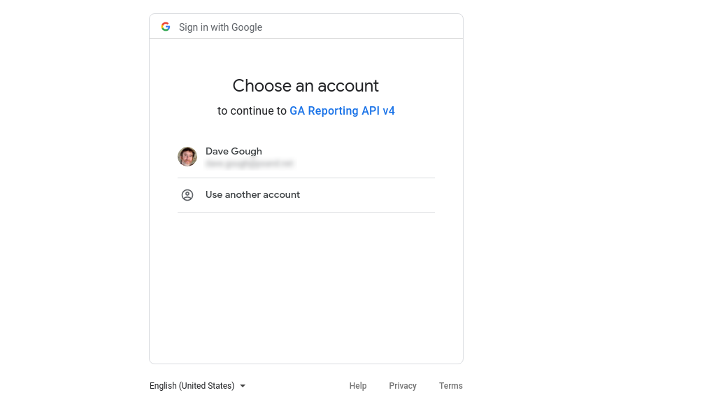 Google account: Choose account